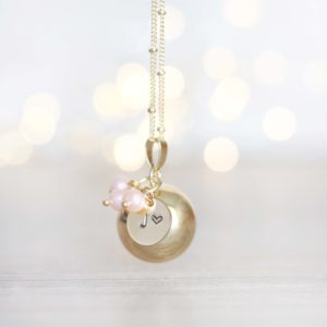 BOLA de grossesse personnalisé en or avec perle rose