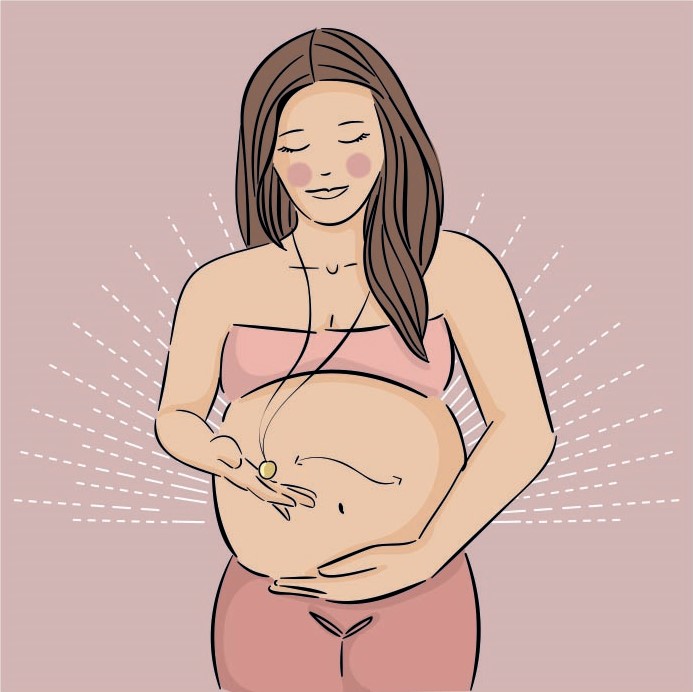 Illustration en face d'une femme enceinte avec Bola de grossesse - Douceur