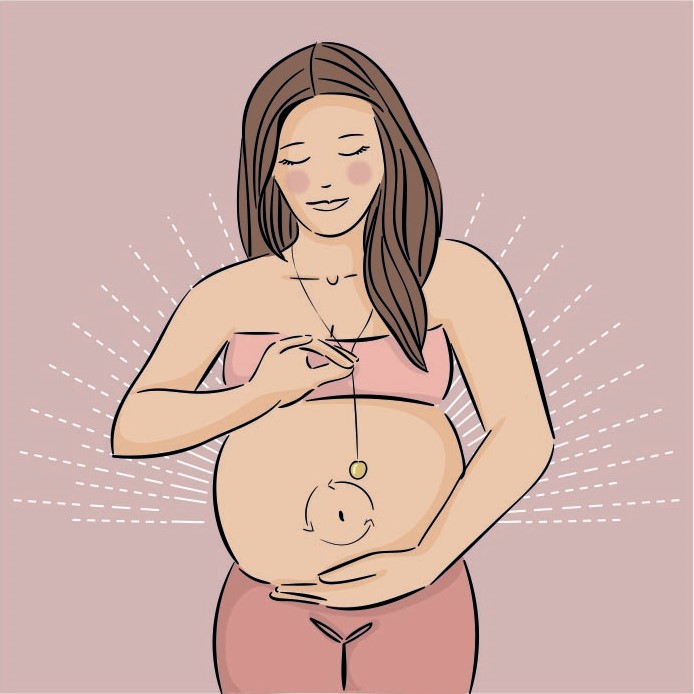 Illustration en face d'une femme enceinte avec Bola de grossesse - Protection