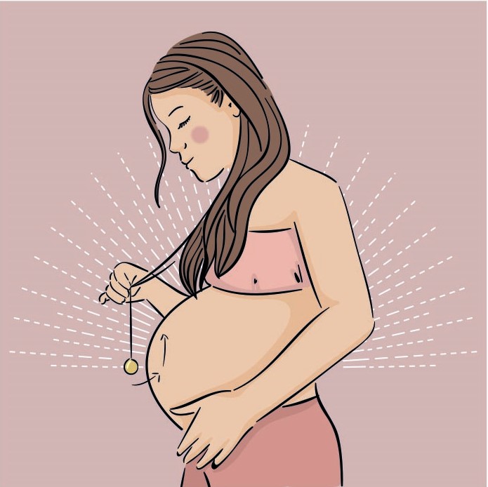 Illustration d'une femme enceinte avec Bola de grossesse - Réconfort